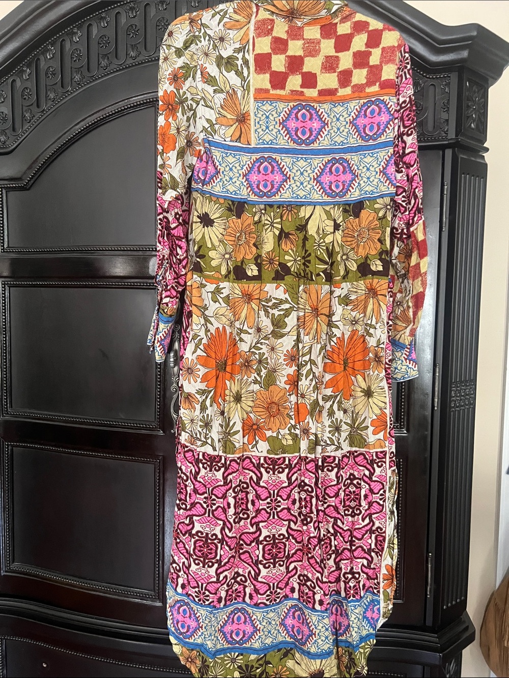 Free People Maxi Shirt Dress - Pink Multi - Picture 2 of 2